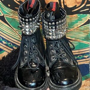 Demonia Black Studded Combat Boots